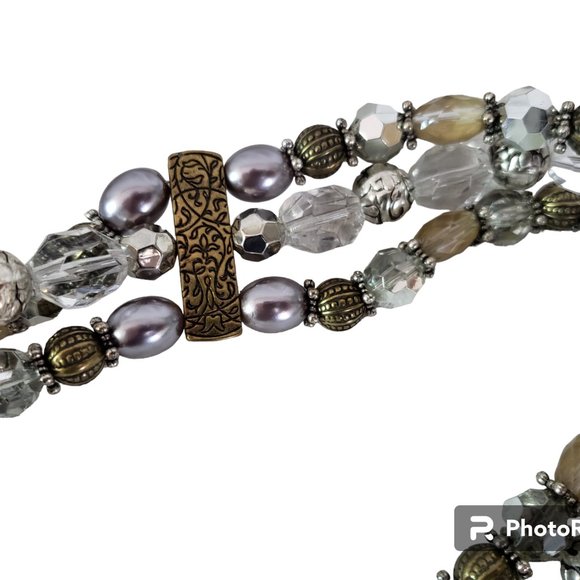 Beaded Adjustable Multi Strand Belt Boho Festival Coldwater Creek Gold Silver - Picture 5 of 5